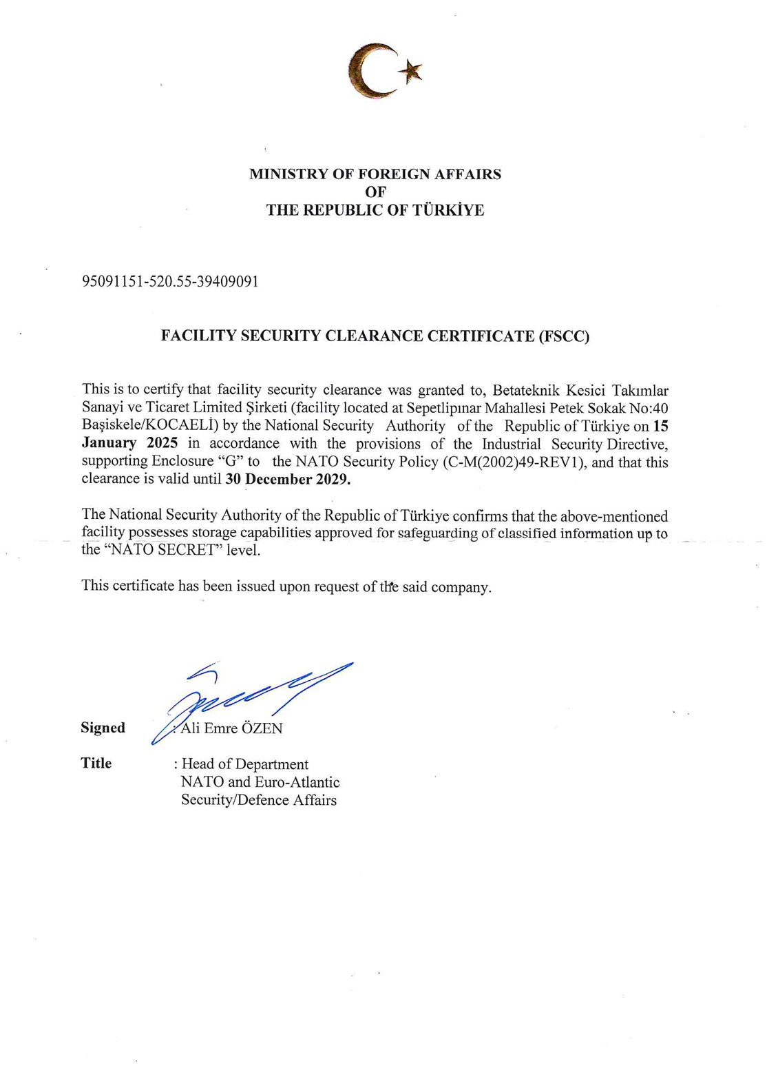 NATO Güvenlik Belgesi